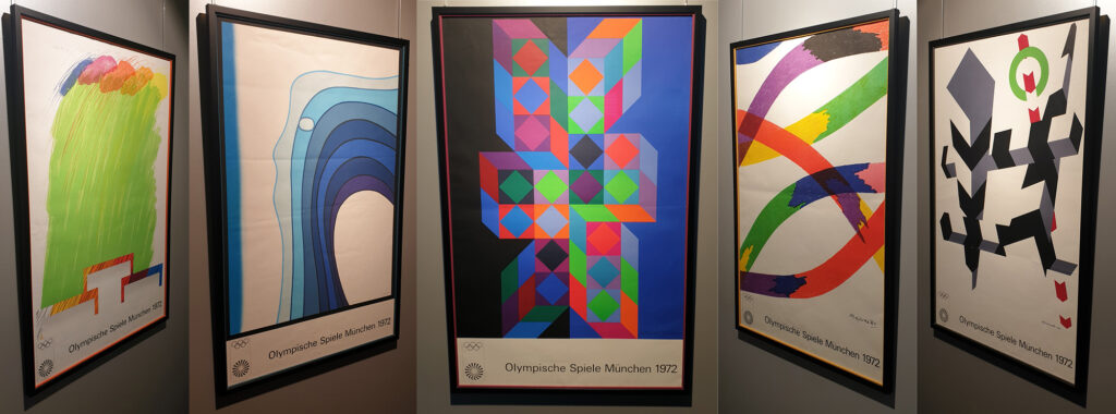 Collage von fünf Postern zur Olympiade 1972 in München