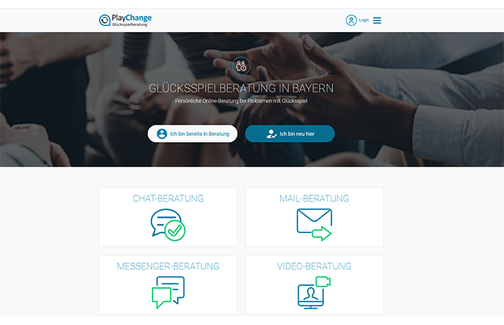 Screenshot von der PlayChange-Homepage