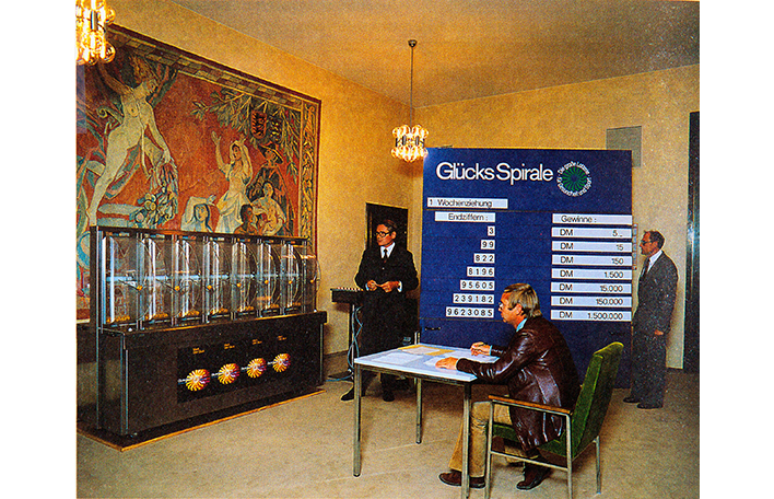 Der GlücksSpirale-Ziehungssaal in München, Aufnahme vom 22. September 1979